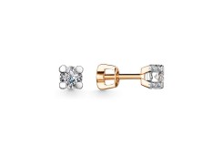 Золотые cерьги пусеты (гвоздики) с бриллиантом