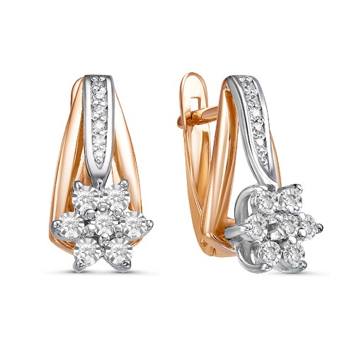 Золотые cерьги классические с бриллиантом