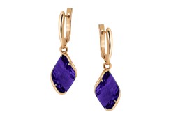 Золотые cерьги висячие с ситаллом