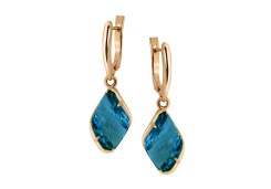 Золотые cерьги висячие с ситаллом