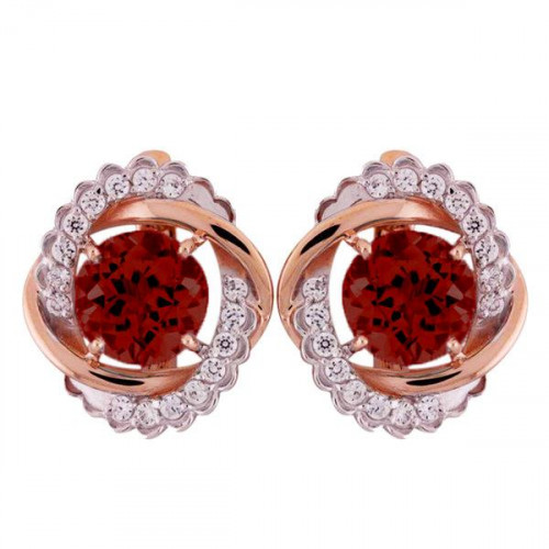 Серьги из красного золота 585 пробы с гранатом