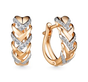 Золотые cерьги классические с бриллиантом