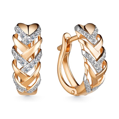 Золотые cерьги классические с бриллиантом