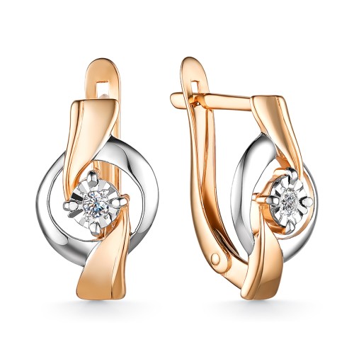 Золотые cерьги классические с бриллиантом