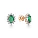 Золотые cерьги пусеты (гвоздики) с изумрудом