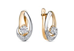 Золотые cерьги классические с бриллиантом