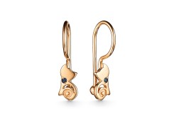 Золотые cерьги классические с сапфиром