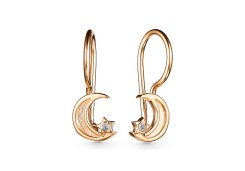 Золотые cерьги классические с бриллиантом