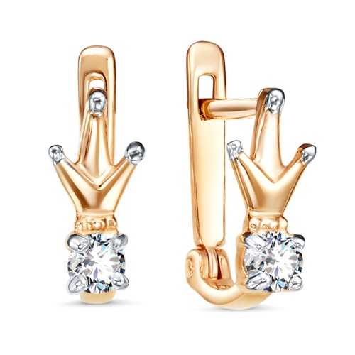 Золотые cерьги с фианитом