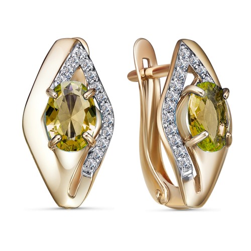 Золотые cерьги с султанитом