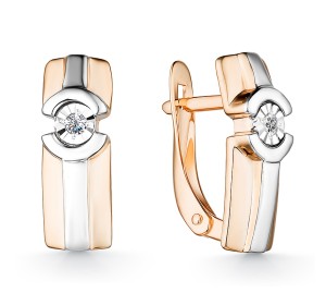 Золотые cерьги классические с бриллиантом