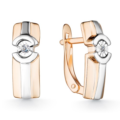 Золотые cерьги классические с бриллиантом