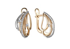 Золотые cерьги классические с бриллиантом