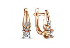 Золотые cерьги классические с бриллиантом
