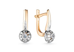 Золотые cерьги классические с бриллиантом