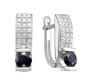 Серьги из белого золота с сапфиром