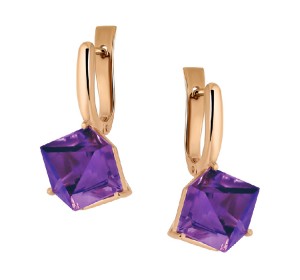 Золотые cерьги с аметистом