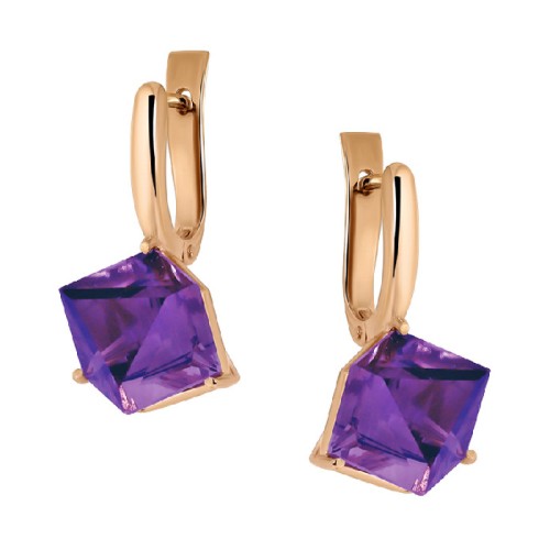 Золотые cерьги с аметистом