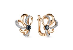 Золотые cерьги классические с сапфиром