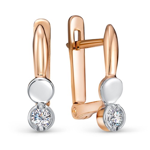 Золотые cерьги с фианитом