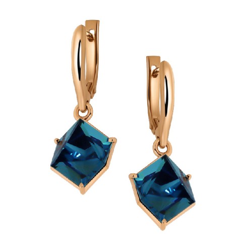 Золотые cерьги висячие с ситаллом