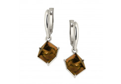 Серебряные cерьги висячие с ситаллом