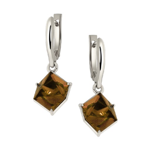 Серебряные cерьги висячие с ситаллом