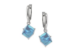 Серебряные cерьги висячие с ситаллом