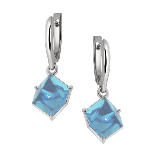 Серебряные cерьги висячие с ситаллом