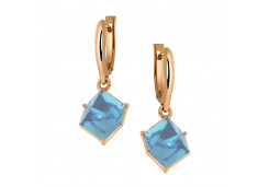 Золотые cерьги висячие с ситаллом