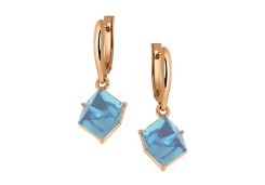 Золотые cерьги висячие с ситаллом