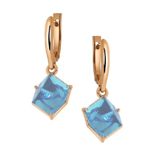 Золотые cерьги висячие с ситаллом