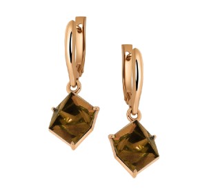 Золотые cерьги висячие с ситаллом