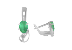 Серебряные cерьги классические с хризопразом