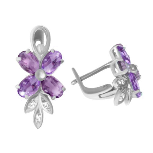 Серебряные cерьги классические с фианитом