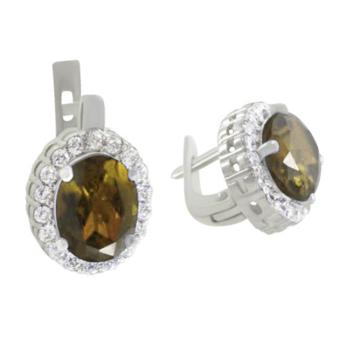 Серебряные cерьги с султанитом