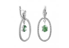 Серебряные cерьги висячие с празиолитом