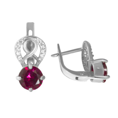 Серебряные cерьги классические с фианитом