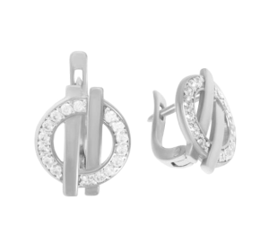 Серебряные cерьги классические с фианитом