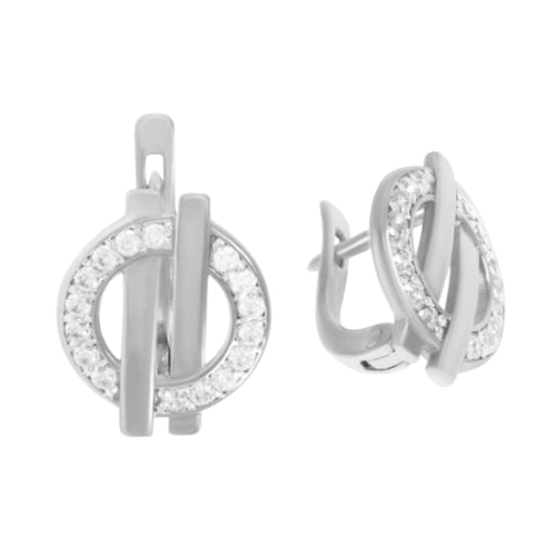 Серебряные cерьги классические с фианитом