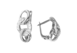 Серебряные cерьги классические с фианитом