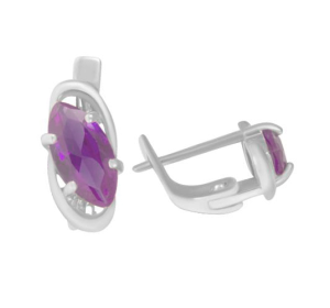 Серебряные cерьги классические с фианитом