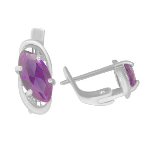 Серебряные cерьги классические с фианитом