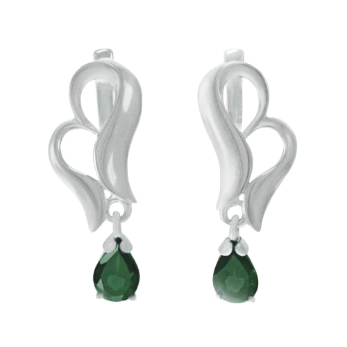 Серебряные cерьги висячие с ситаллом