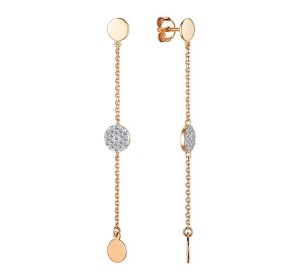 Золотые cерьги пусеты (гвоздики) с бриллиантом