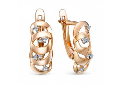 Золотые cерьги классические с фианитом