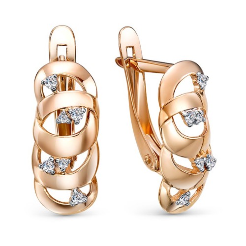 Золотые cерьги классические с фианитом