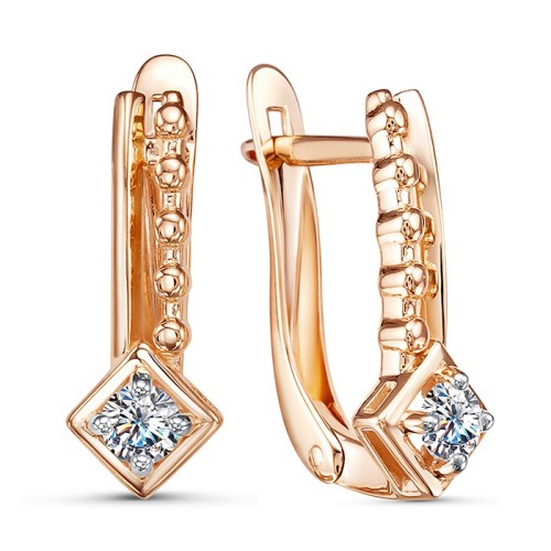 Золотые cерьги с фианитом