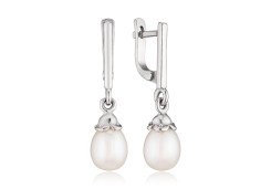 Серебряные cерьги висячие с жемчугом