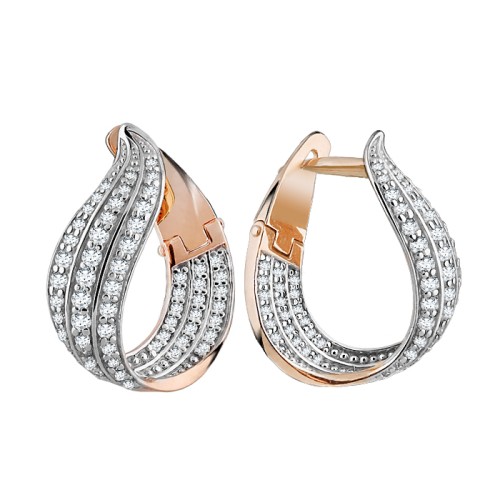 Золотые cерьги классические с фианитом